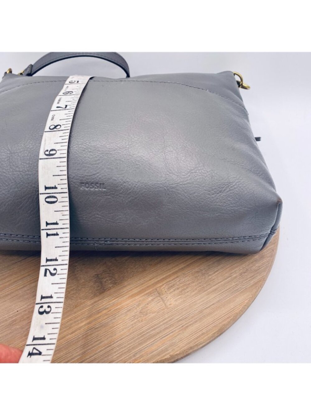 Fossil Crossbody Bag Gray Leather Messenger Purse Large Minimalist Luxury - Picture 8 of 13
